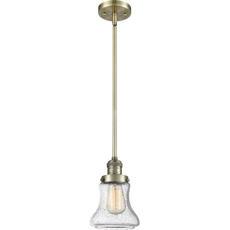 Bellmont Vintage Dimmable Led 6.5 Antique Brass Mini Pendant, Seedy Glass